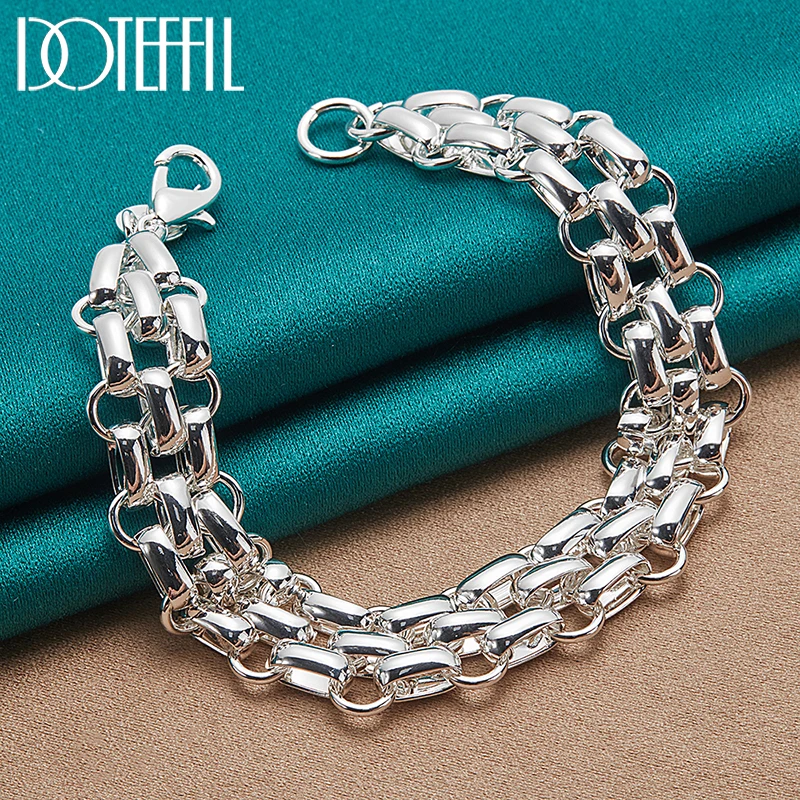 Silver bracelet Lnterlocking Circle Bracelet Chain for Women Fashion Charm Wedding Engagement Party Jewelry