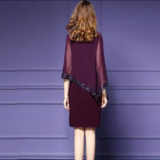 Vestidos летнее торжественное платье элегантное шифоновое платье с рукавом «летучая мышь», расшитое блестками, облегающее женское офисное платье-карандаш DF276