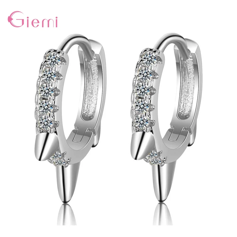 Silver Новинка, модные 925 пробы серебряные ювелирные изделия, роскошные сверкающие кристаллы, проложенные, милые серьги-кольца для девушек, влюбленных, хороший подарок - Окраска металла: Silver