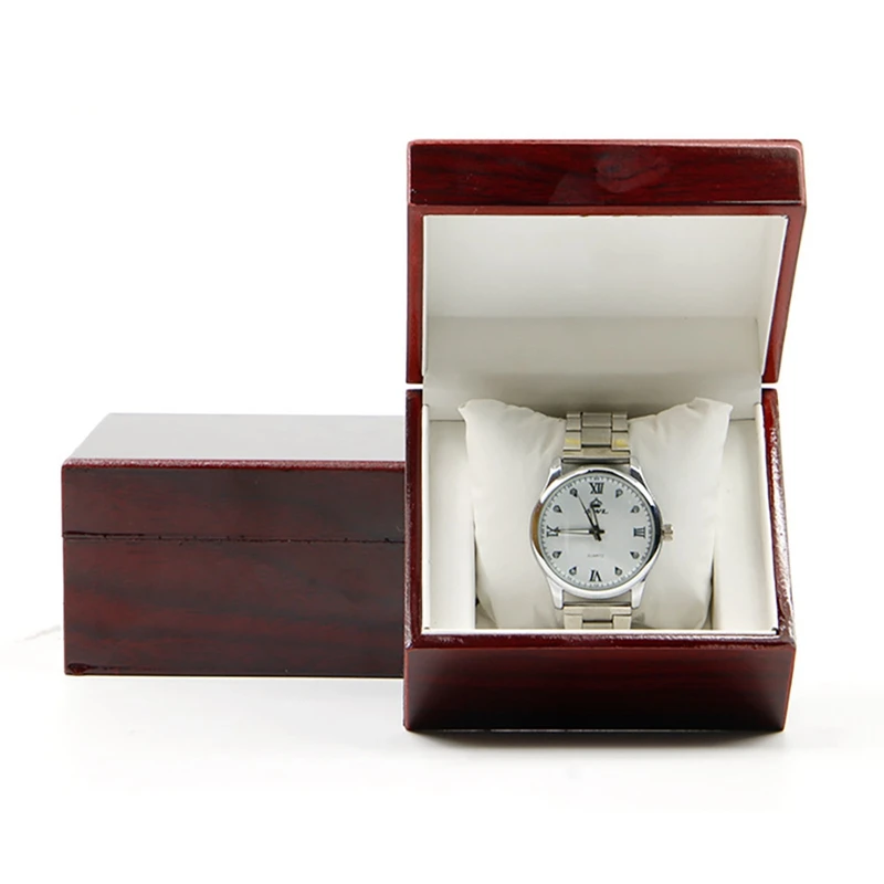 

New watch box Luxury Wooden Flip Red Box Single Cell Square Watch BoxHolder Organizer Premium Jewelry Bracelet Storage Gift Box
