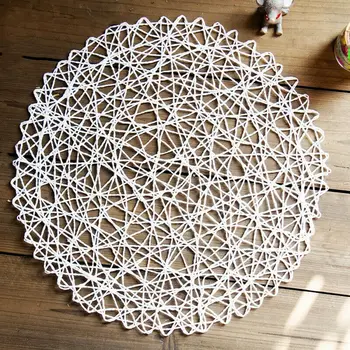 

2* Centerpiece Cup Pad Tables Hollow Mat Round Woven Dining Hand Made Decor Set