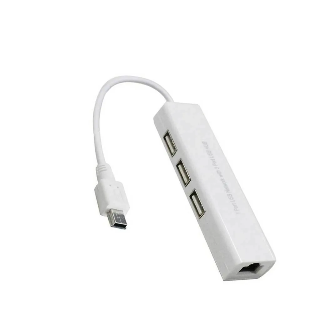Высокоскоростной мини USB 5 Pin к сети LAN Ethernet RJ45 адаптер конвертер с 3 портами USB 2,0 концентратор адаптер usb-концентратор
