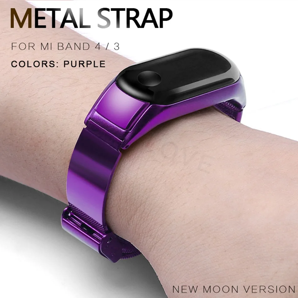 21M Protector/Bracelet mi band 3 4 strap For Xiaomi mi band 4 3 Strap/Bracelet for MiBand 4 3 Strap Metal Belt Stainless Steel Strap - Цвет: 21M