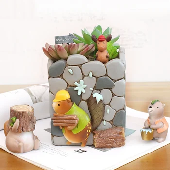 

Cute Animal Plant Container Desktop Ornament Fleshy Flower Pot Cartoon Resin Home Office Decor Planter Desktop Flower Pot