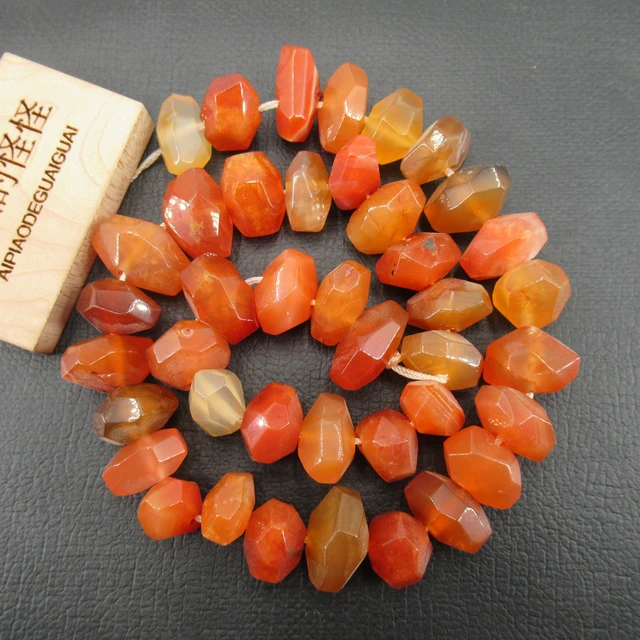 8 inches Natural Orange Carnelian Faceted Cube Box Square Gemstone Loose Spacer  Beads 7-8mm