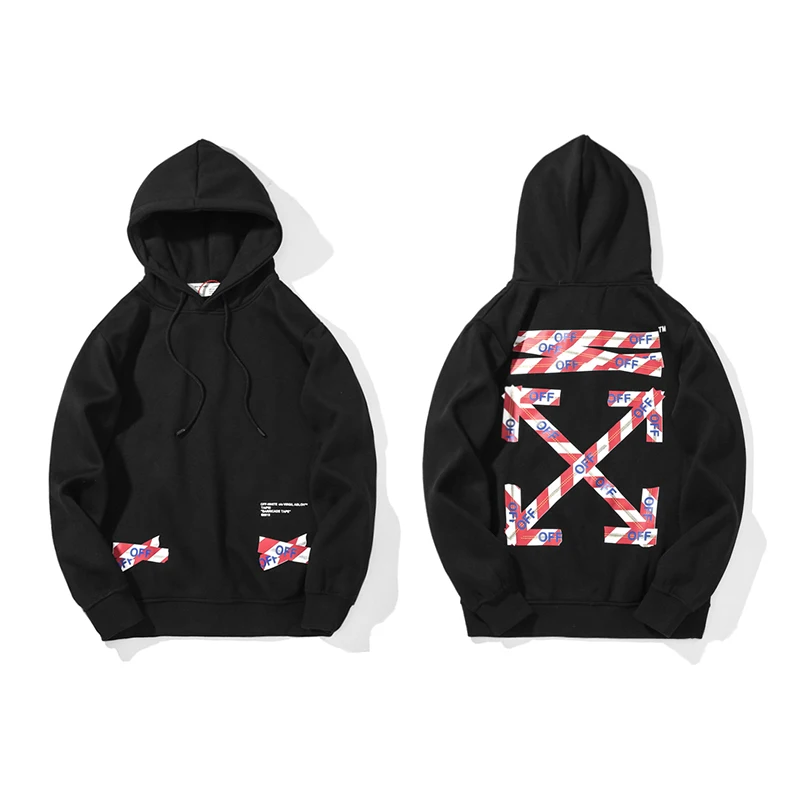 Косая полоска 19ss Off-White OW для мужчин/женщин любителей осень-зима Хлопок Мода Повседневная Свободная Толстовка с капюшоном куртка с капюшоном