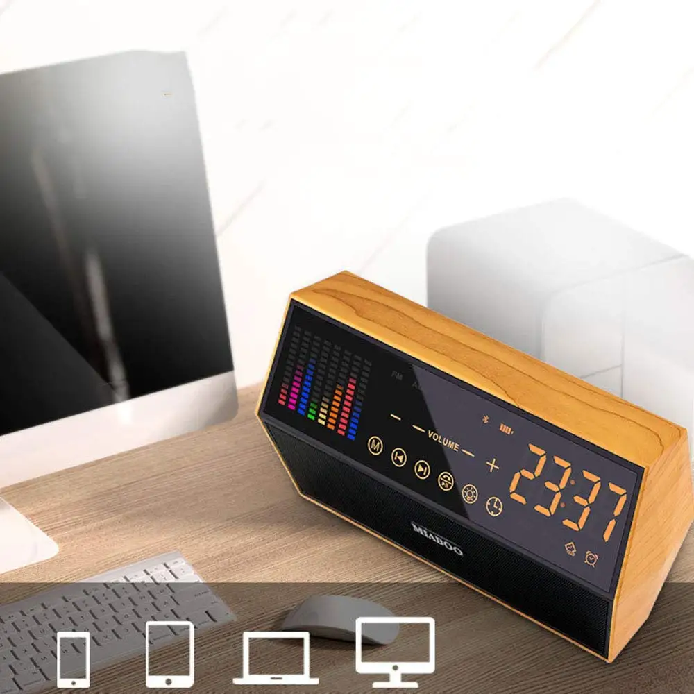 10 Вт Bluetooth динамик светодиодный дисплей часы аудио радио Воспроизведение аудио беспроводной динамик поддерживает FM TF карты для отточения планшетных ПК MP3