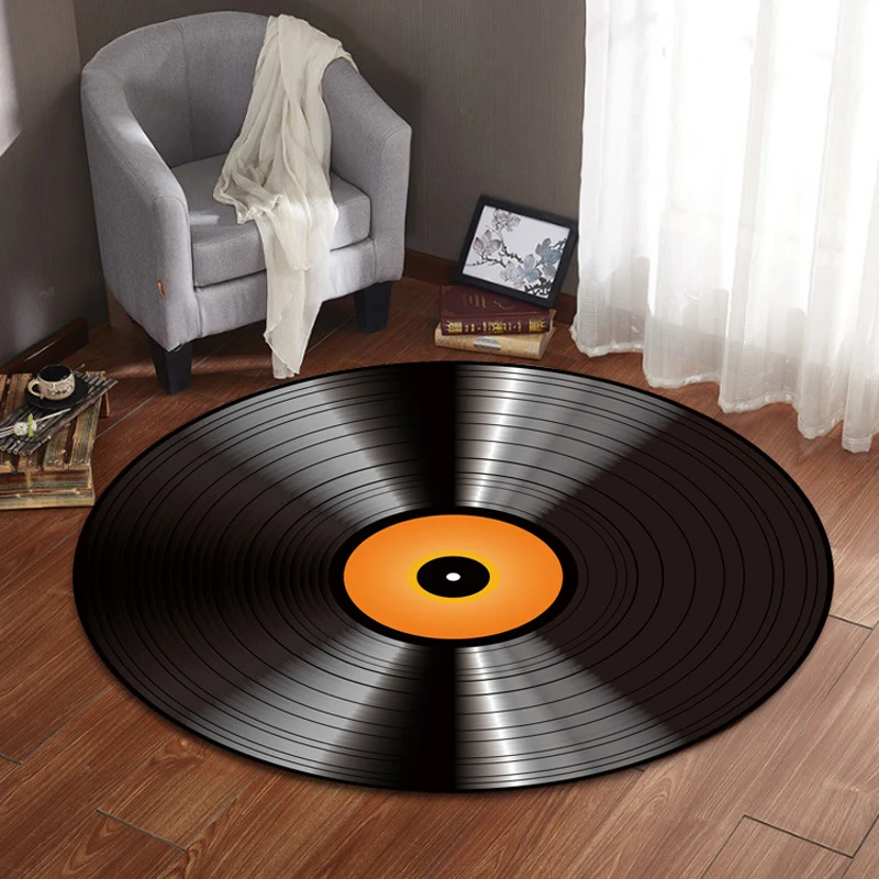 

3D Round Carpet for Living Room Record Large Anti Slip Bed Room Area Rugs Floor Mats Home Decoration Computer Chair Rugs 100cm