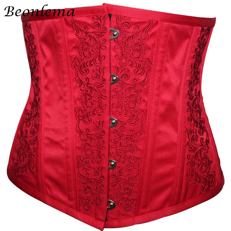Beonlema, Женский корсет под грудь, стальная кость, стимпанк, сексуальные корсеты, Черный готический корсет для похудения, женский красный корсет, S-2XL - Цвет: Red