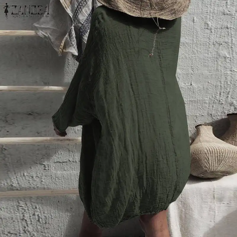ZANZEA женское платье повседневное хлопковое Сексуальное мини Vestidos женское однотонное короткое летнее платье Пляжная Женская одежда для вечеринки