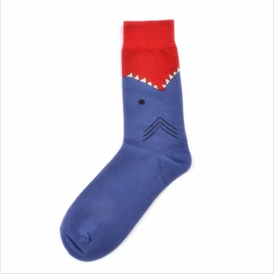 Red mouth shark Jerrinut/1 пара мужских носков унисекс с принтом мультяшных животных, забавные чёсаные хлопковые цветные мужские носки Harajuku Happy wo men - Цвет: Red mouth shark