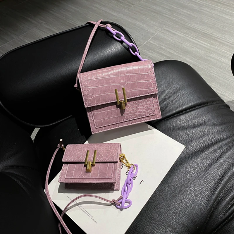 

New Crocodile Pattern Small Square Package Fashion Crossbody for Women 2020 Chic Handbag Female Shoulder Bags Ladies Tote Bag