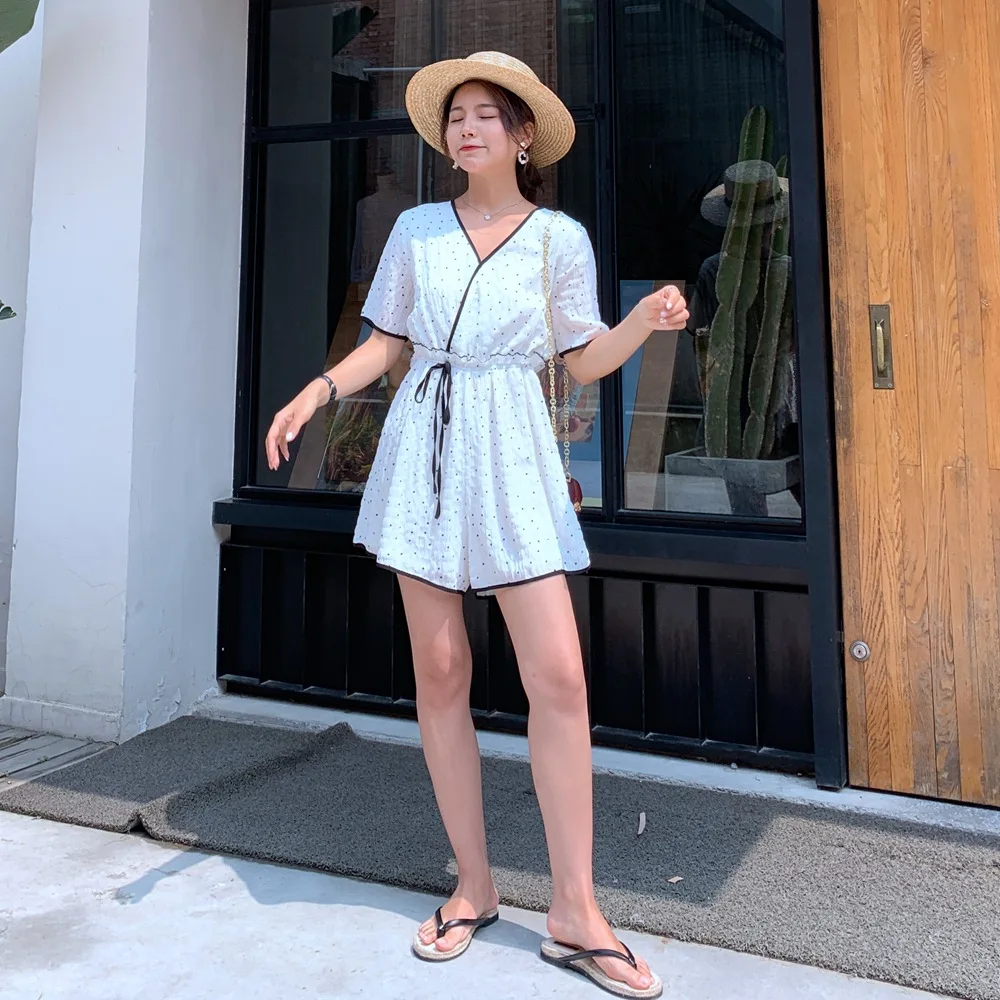 

France Non-mainstream Fairy Skirt Women's Best Friend-2019 Summer New Style French Retro Chiffon Polka Dot Waist Hugging Onesie