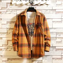 Повседневная мужская клетчатая рубашка, весенне-осенняя рубашка, мужские нарядные рубашки, Модная приталенная рубашка с длинным рукавом, Мужская Уличная рубашка