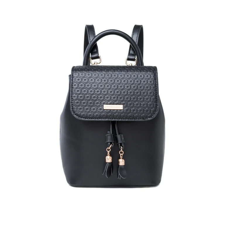 Модный Роскошный брендовый дизайнерский рюкзак с цветочным орнаментом женские маленькие рюкзаки Женская дорожная сумка для девочек женская школьная сумка - Цвет: black