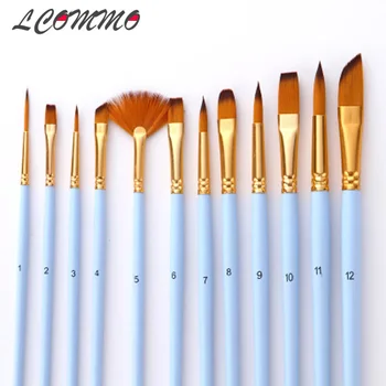 

12pcs Oil Painting Brush Acrylic Watercolor Brush Nylon Wood Paint Brush Set Profession Beginner Art Supplies Stationery