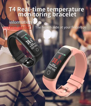 

IP67 Waterproof Sport Smart Watch T4 Temperature Measurement Bracelet Health Monitor Heart Rate Fitness Monitoring Men/Women