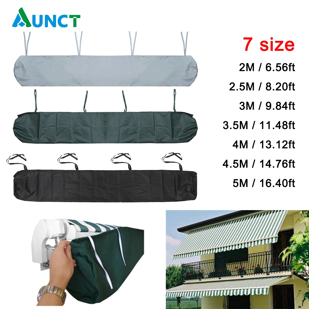 Housse De Protection Pour Auvent De Terrasse - Tissu Oxford Imperméable 210D - 2,5m - Anti-UV Poussière