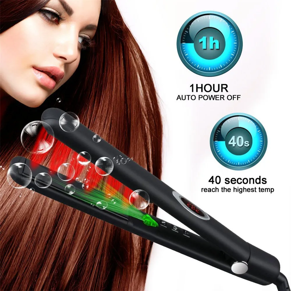 

Professional Hair Straightener Irons With Ionic Ceramic Temperature Control Fast Straightening LED Display Infrared Flat Iron