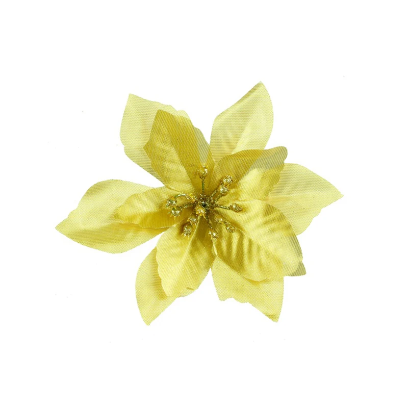 yellow D-20 шт. Искусственные цветы с блестками, искусственный цветок, искусственный орнамент, подвесное украшение на рождественскую елку - Цвет: yellow