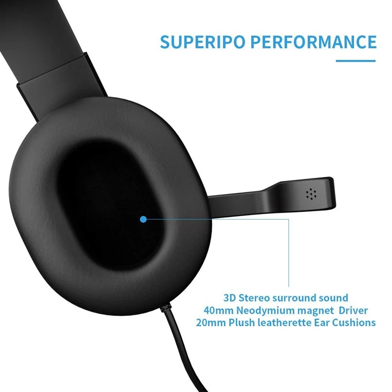 3 5mm Wired Headphone With Mic Gaming Headset Earphone Low Bass Stereo For Ps4 One Pc Blue 