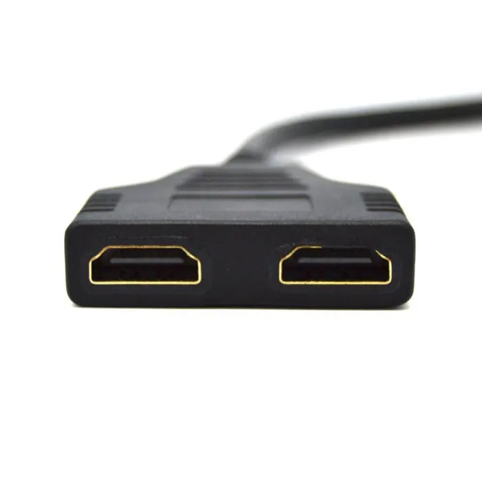 HDMI Male to 2 HDMI Female 1 in 2 out Splitter Black Cable Adapter Converter OUJ99