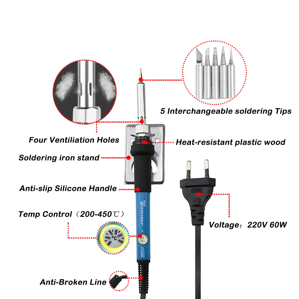 Soldering Iron Electric With Regulator 60W 90W Set For Adjustable Solder Station Wood Burning Tool 220V 110V  + Iron Tip portable stick welder