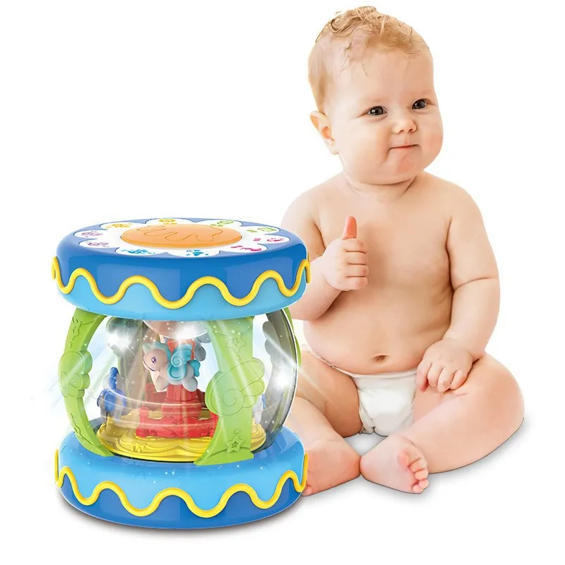 

Children Multi-functional Educational Music Drum Light Included Light Merry-go-round Music Box-Connection Mobile Phone Cross Bor