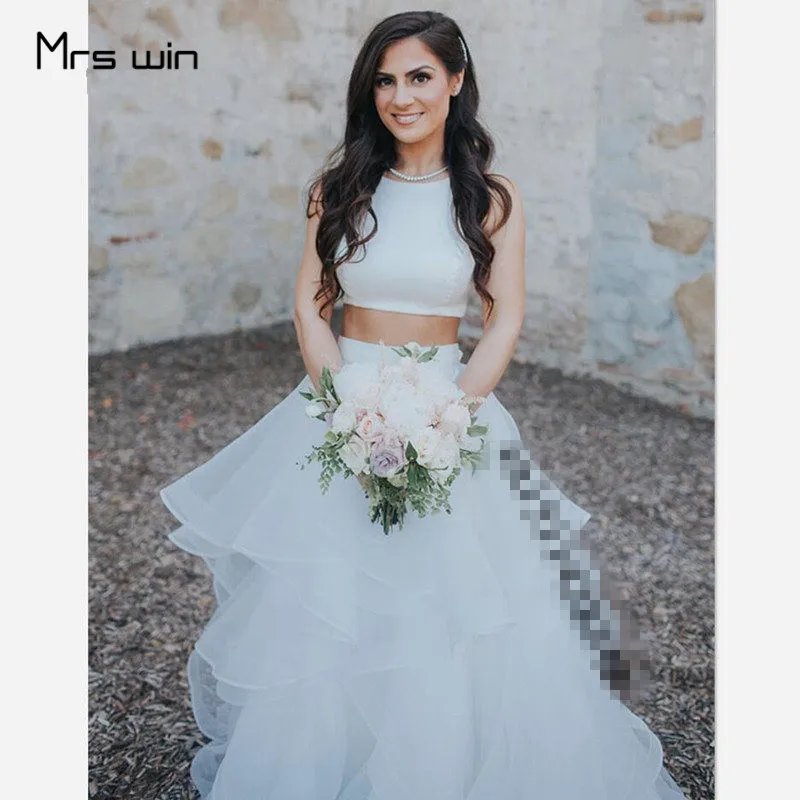 Mrs win/свадебное платье элегантные 2 шт. свадебные платья, многослойная Длинные Vestido De Noiva Плюс Размеры платье без рукавов свадебное платья HR039