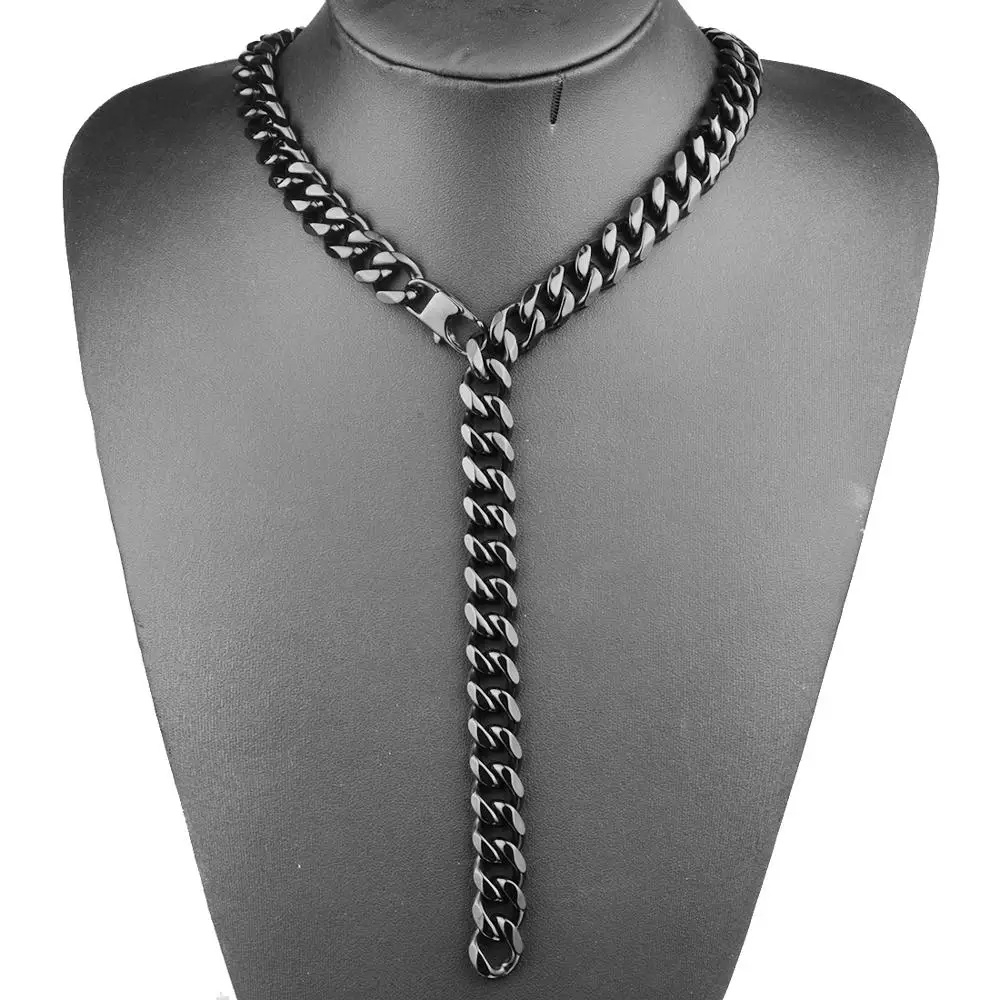 Hip Hop Heavy Mens Necklace Black Tone 