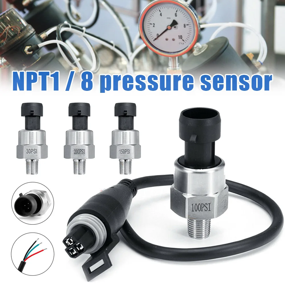 1/8"NPT Pressure Transducer Sender Sensor Stainless Steel for Oil Fuel Air Water 