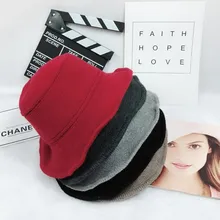 Рыбацкая шляпа Панама корейский стиль вязать Осень Зима Открытый Универсальный пряжа шерстяной складной солнцезащитный козырек Регулируемый купол