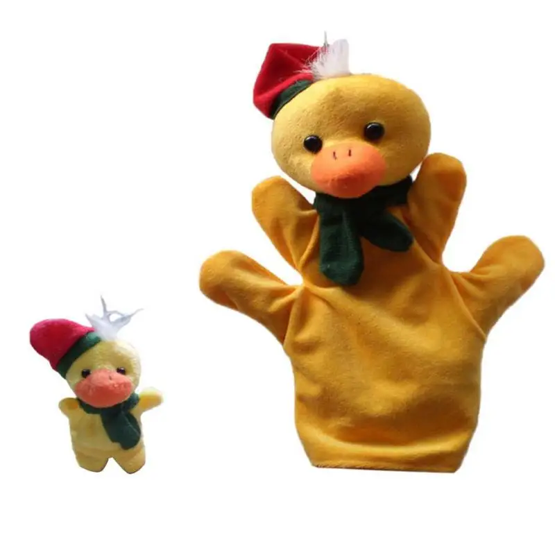 Duck A Мультфильм 2 шт рождественские животные родитель-ребенок рука перчатка кукольный палец плюшевые игрушки милые и нежные Животные узоры элементы - Цвет: Duck A