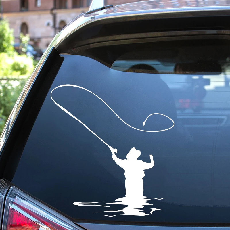 Fly Fishing Die-Cut Vinyl Decal Car Sticker Waterproof Auto Decors on Car  Body Bumper Rear Window Laptop Choose Size #S60168