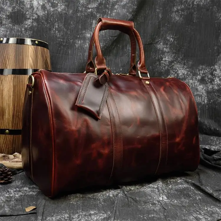 Dark Red 45cm Luufan Высокая мода 45 см кожаная дорожная сумка для мужчин и женщин Винтажная дорожная сумка для 17 дюймов ноутбука кожаная сумка для мужчин и женщин - Цвет: Dark Red 45cm