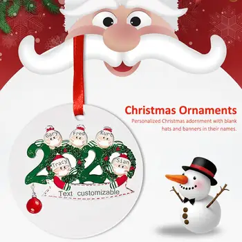 

2020 DIY Quarantine Christmas Ornament Decoration Santa Claus Quarantine Personalized Hanging Pendant Christmas Tree Ornaments