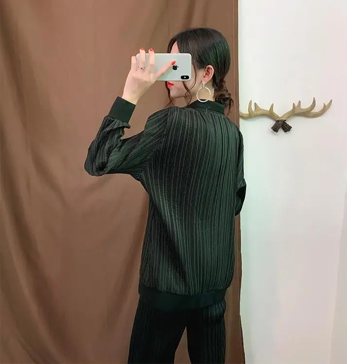 Miyake/плиссированная куртка на молнии; Осенняя Новая модная оригинальная рубашка в китайском стиле с воротником;