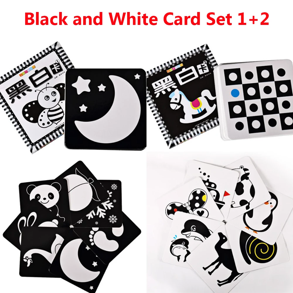 Черно белые цветные карточки для дошкольного раннего образовательного малыша
