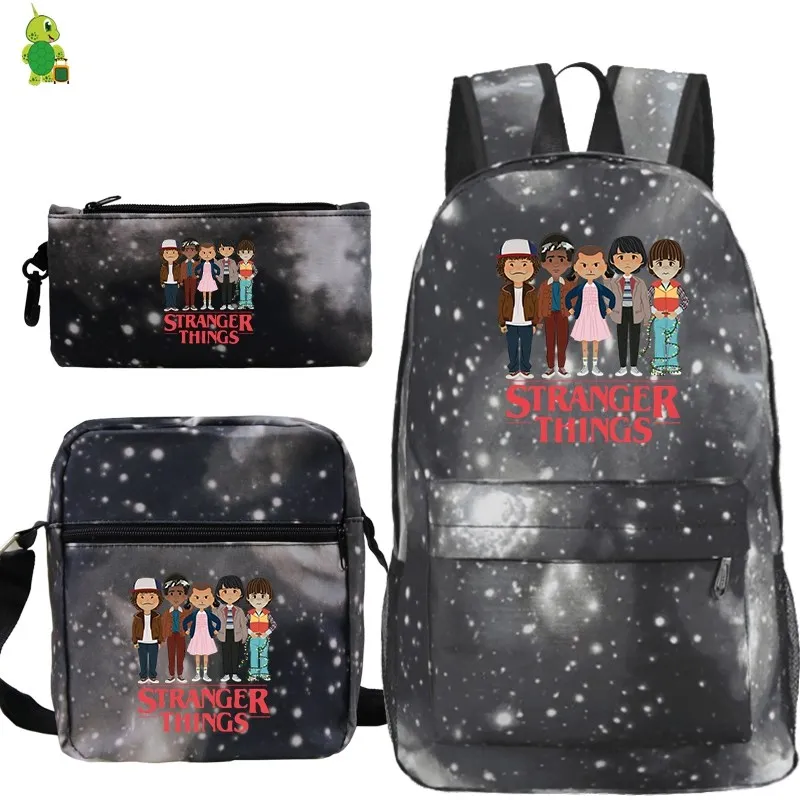 

Mochila Stranger Things Backpack 3pcs/set School Bags Girls Boys Shouder Bags Travel Backpack Women Backpacks+handbags+pen Bags