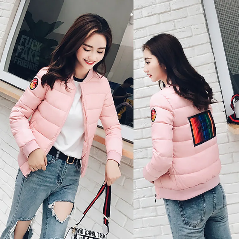 

2018 Winter New Style WOMEN'S Dress Baseball Uniform Thick Students down Coat Slim Fit Warm down Jacket Cotton-padded Clothes Co