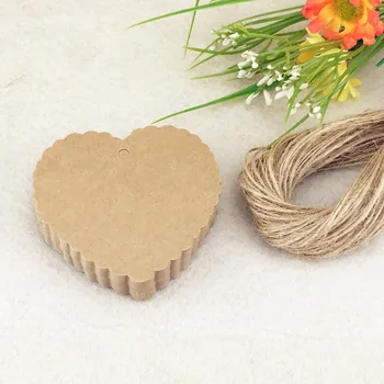 

200pcs 6.5*6cm Heart shap Brown Kraft Gift Tags Paper Price Tags DIY Blank Hang Tags for cake/garment/Wedding/Gift Bags/boxes