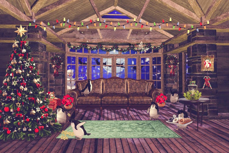 

Christmas photography backdrops winter snow background baby children photo booth shoot studio props xmas event party bannerES-08