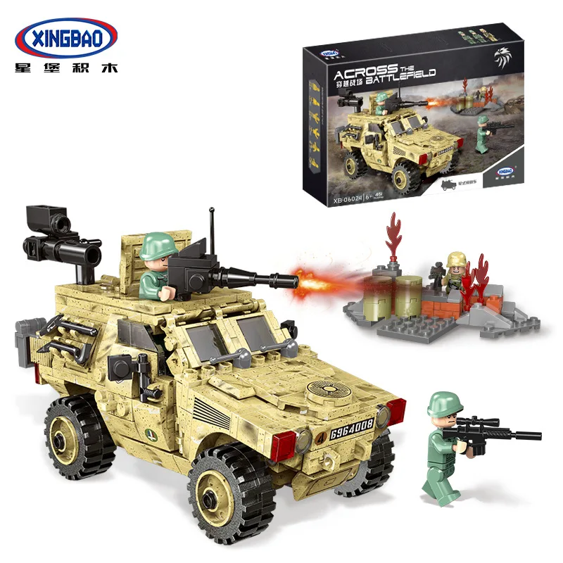 

XINGBAO Xb06024 Creative Military across the Battlefield Series VBL Wheeled Armored Vehicles Children Assembled Building Blocks