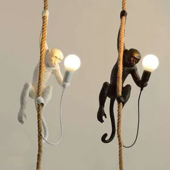 

Monkey twine chandelier clothing store lamp retro industrial wind animal resin twine lamp Nordic chandelier