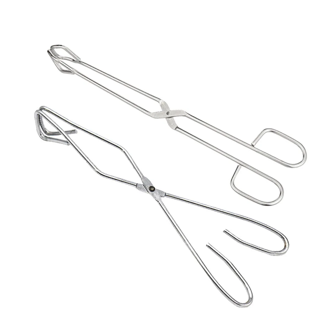 Silver Kitchen multifunctional Long food clip 2Pc BBQ Tongs for Grilling Stainless Steel Barbecue Clip Pizza Bread Clamp Kitchen Tools - Цвет: Silver