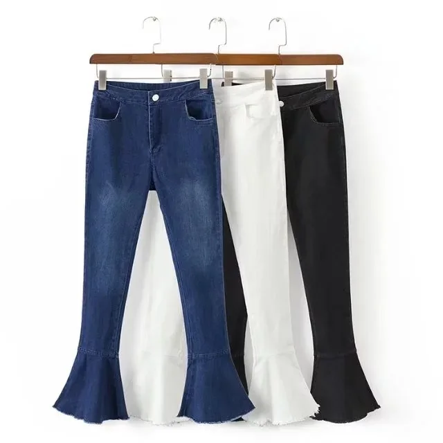 Beigerfayl джинсы-скинни с высокой талией Modis женские облегающие Зимние Модные Винтажные Женские джинсы-клеш SB-8382