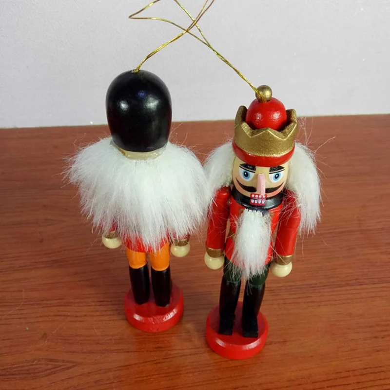 New Year Decor Kids Doll 12.5cm Wooden Nutcracker Soldier Merry Christmas Decoration Pendants Ornaments For Xmas Tree Decor Gift