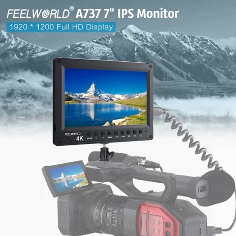 Feelworld A737 7 дюймов ips монитор для полевой камеры 1920x1200 Full HD видео дисплей/HD AV in/Поддержка 4K сигнала гистограмма 1200:1 Hi