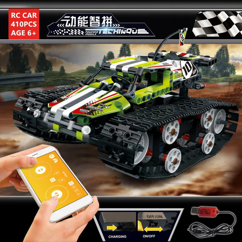 

410Pcs Technic Series The RC Track Remote-control Race Car LegoINGs 42065 Sets Building Blocks Playmobil Bricks Educational Toys