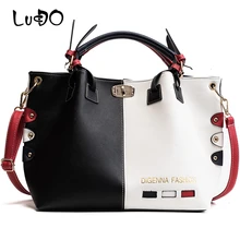 LUCDO брендовые Модные женские кожаные сумки, сумка-тоут, кошелек через плечо, сумки-мессенджеры с верхней ручкой, женские повседневные сумки на плечо с большим замком